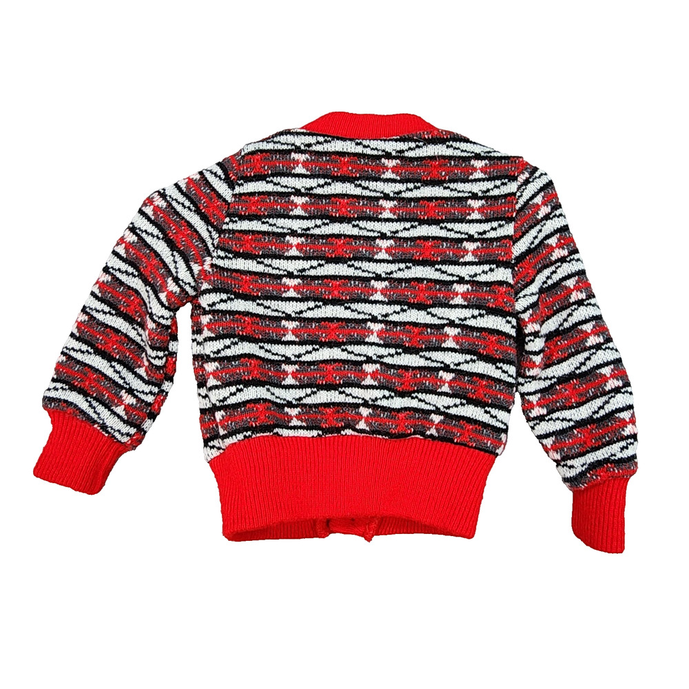 Vintage 80s Baby Sweater Boys 24 Months Red Knit Button Down V-Neck Long Sleeve - Picture 3 of 9